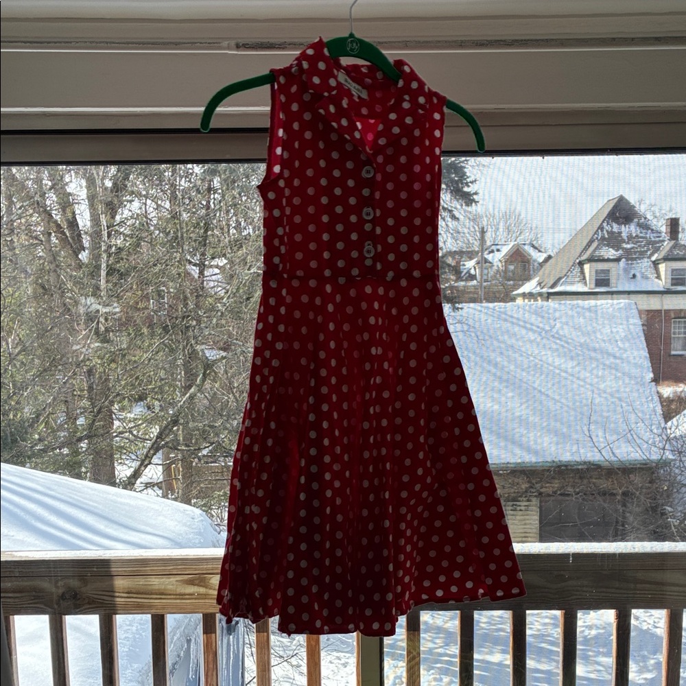 Grace Karin Polka Dot Red Kids Dress. 8-9Y